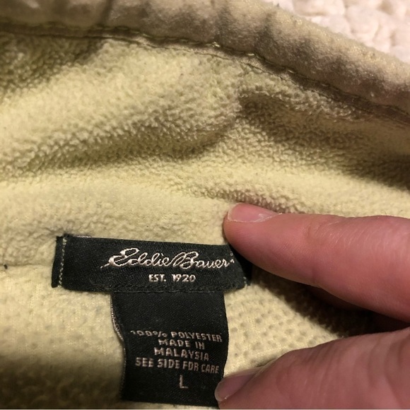 𝅺EDDIE Bauer 1/4 Zip Cozy Light Green Fleece Jacket Womens Size Large Pockets - Picture 3 of 6